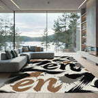 Modern Abstract Zen Brush Stroke Rug