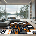 Industrial Digital Scoreboard Grid Orange Rug