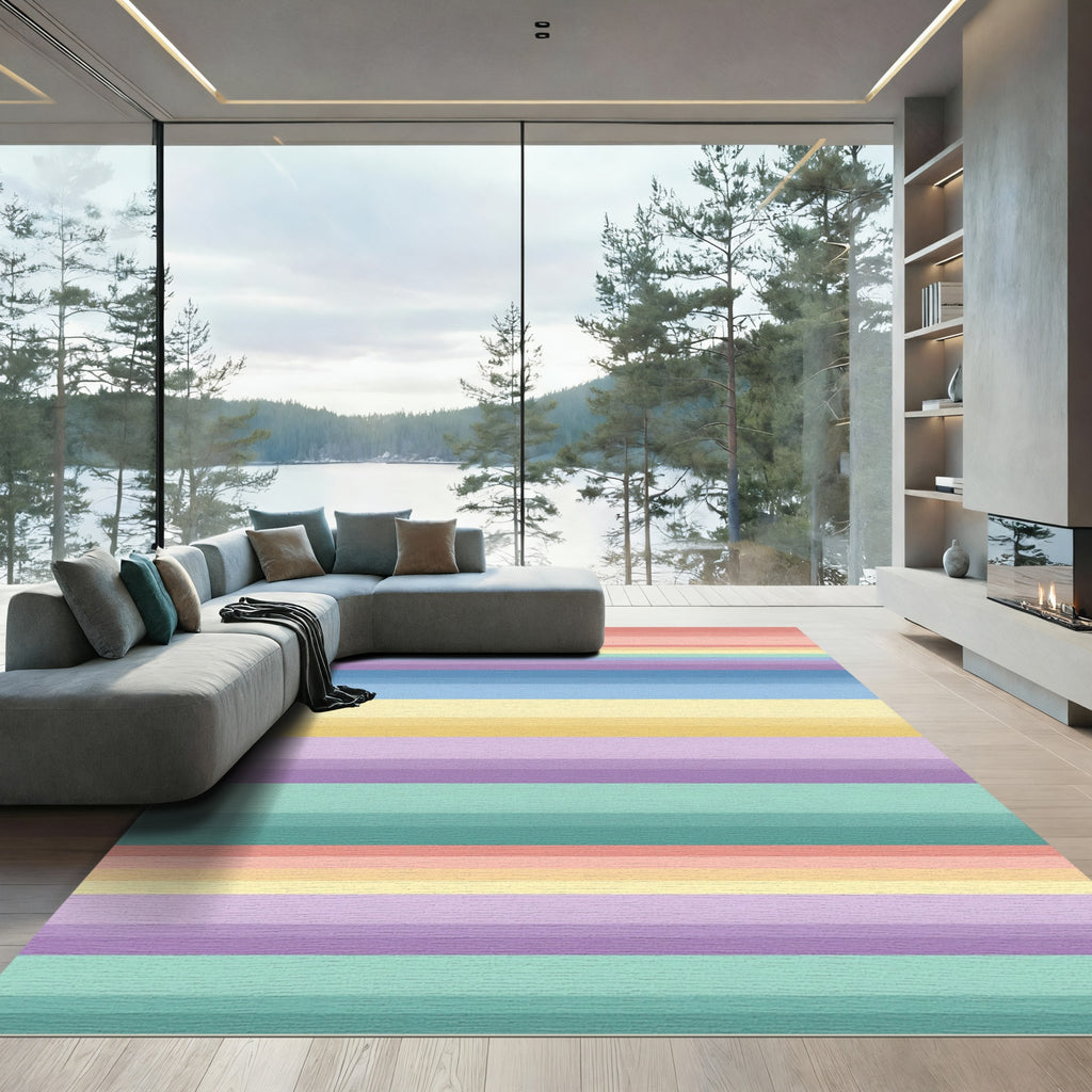 Soft Pastel Horizontal Striped Rug