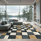 Three Tone Cracked Stone Tile Rug
