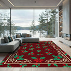 Crimson Holly Berry Garland Border Rug