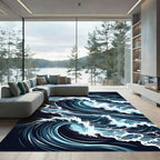 Deep Blue Crashing Wave Composition Rug