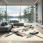 Sakura Blossom and Dragonfly Zen Art Rug
