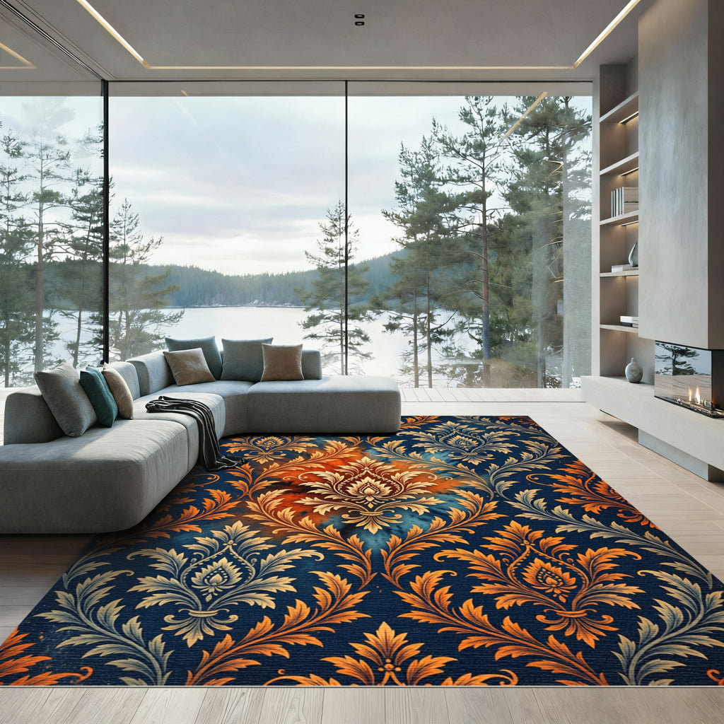 Golden Amber Acanthus Swirl Rug