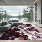 Deep Wine Fluid Ink Abstract Wave Rug