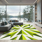 Modern Lime Geometric Starburst Tile Rug