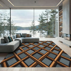 Copper Geometric Lattice Grid Rug