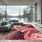 Whimsical Pink Flamingo Dot Composition Rug