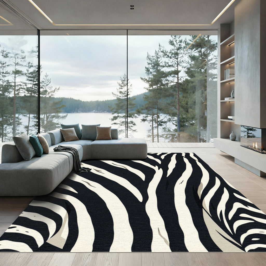 Bold Black Zebra Stripes Rug
