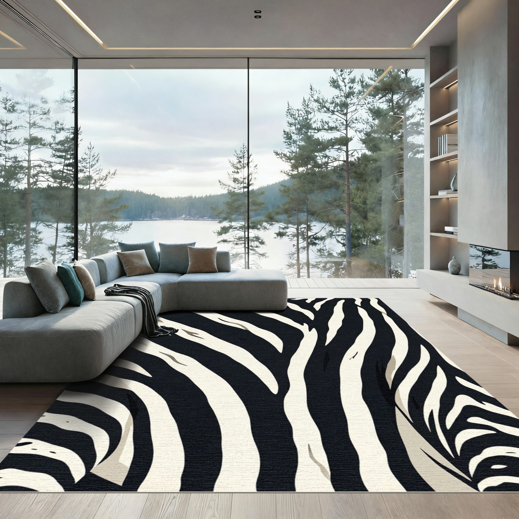 Bold Black Zebra Stripes Rug