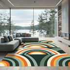 Mid-Century Retro Arched Teal Orange Rug