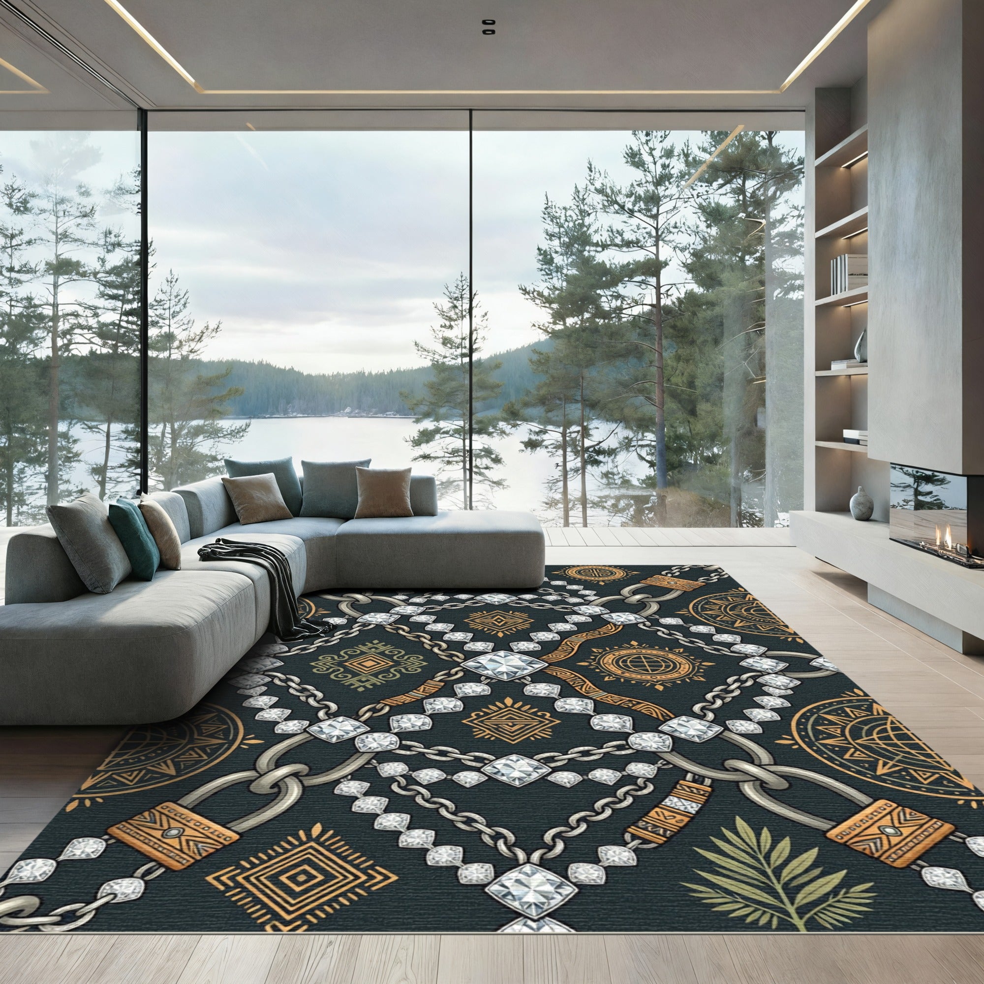 Bijou Chain Geometric Sunburst Rug