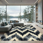 Contrasting Monochrome Zigzag Smoke Graphic Rug