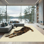 Brown Tabby Stretching Cat Rug