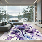 Abstract Watercolor Purple Thistle Bloom Rug
