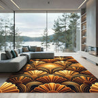 Golden Sunburst Scallop Art Deco Rug