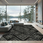 Monochrome Geometric Diamond Tribal Rug