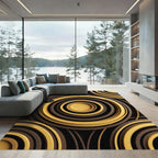 Warm Brown Yellow Concentric Circles Rug