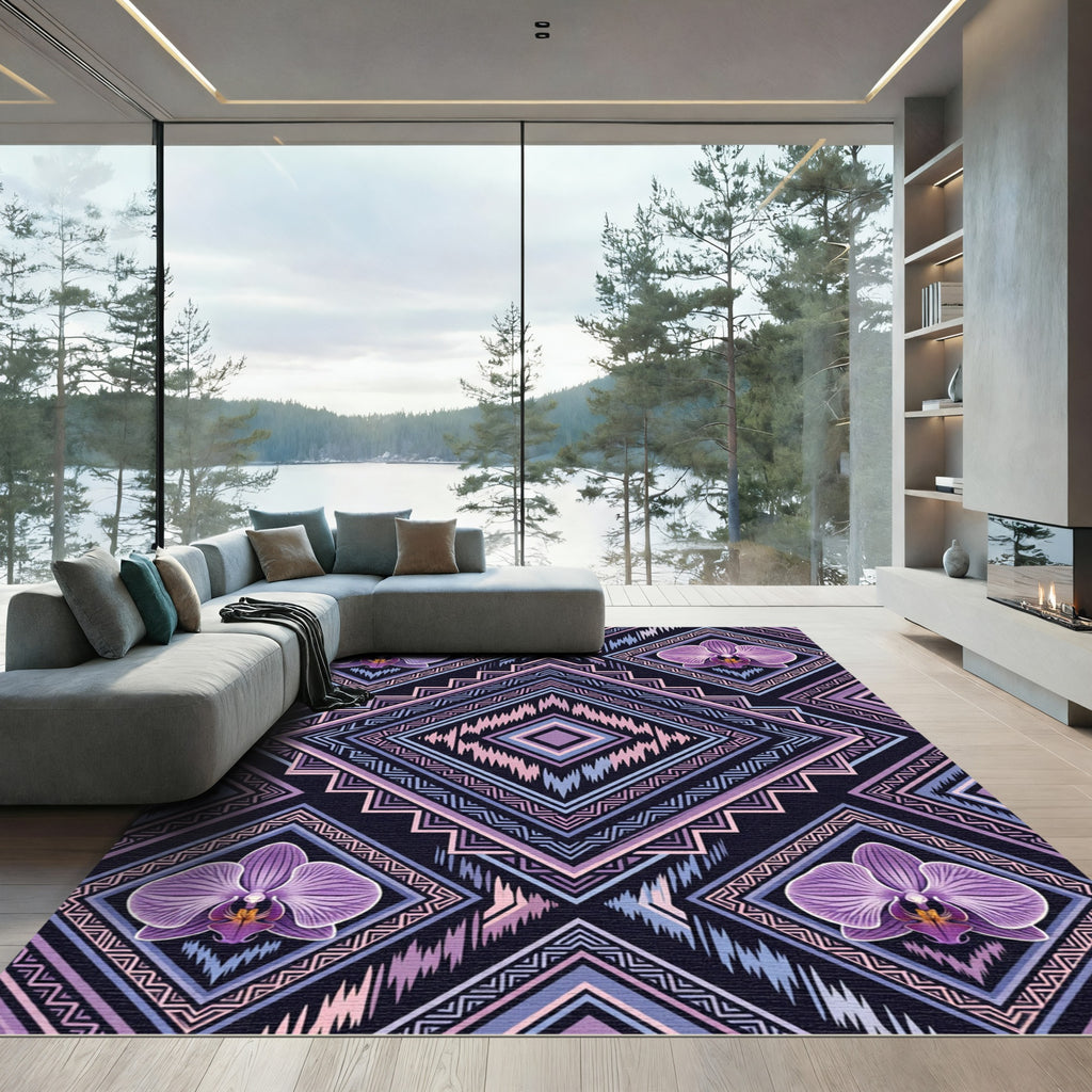Purple Orchid Geometric Diamond Rug