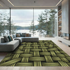 Olive Woven Textural Basket Weave Rug