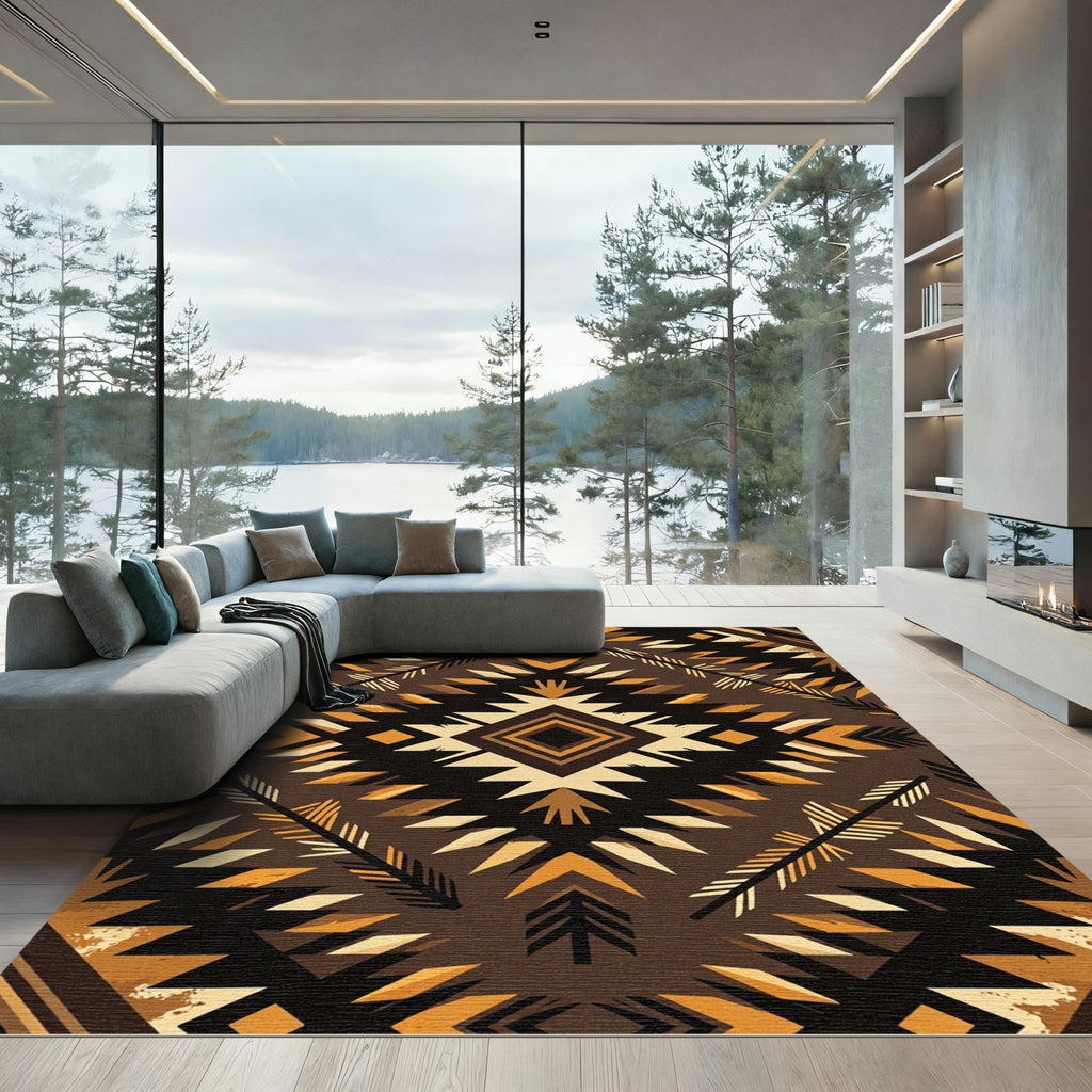 Earthy Geo Diamond Tribal Arrow Wool Rug