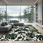 Dark Green Tropical Leaf Vine Rug