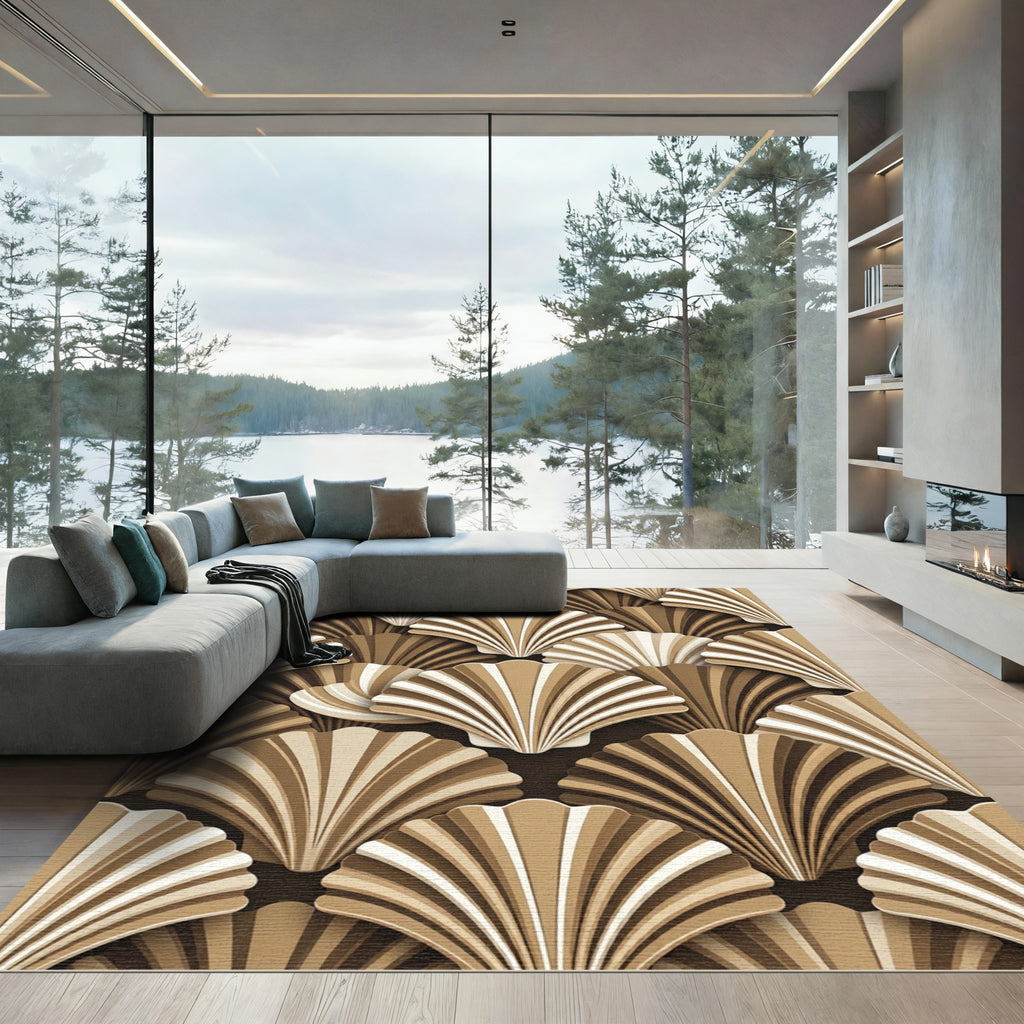 Art Deco Scalloped Fan Neutral Rug