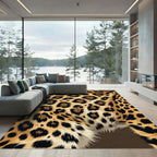 Vibrant Golden Leopard Fur Spotted Area Rug