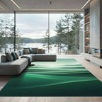 Serene Green Abstract Landscape Waves Rug