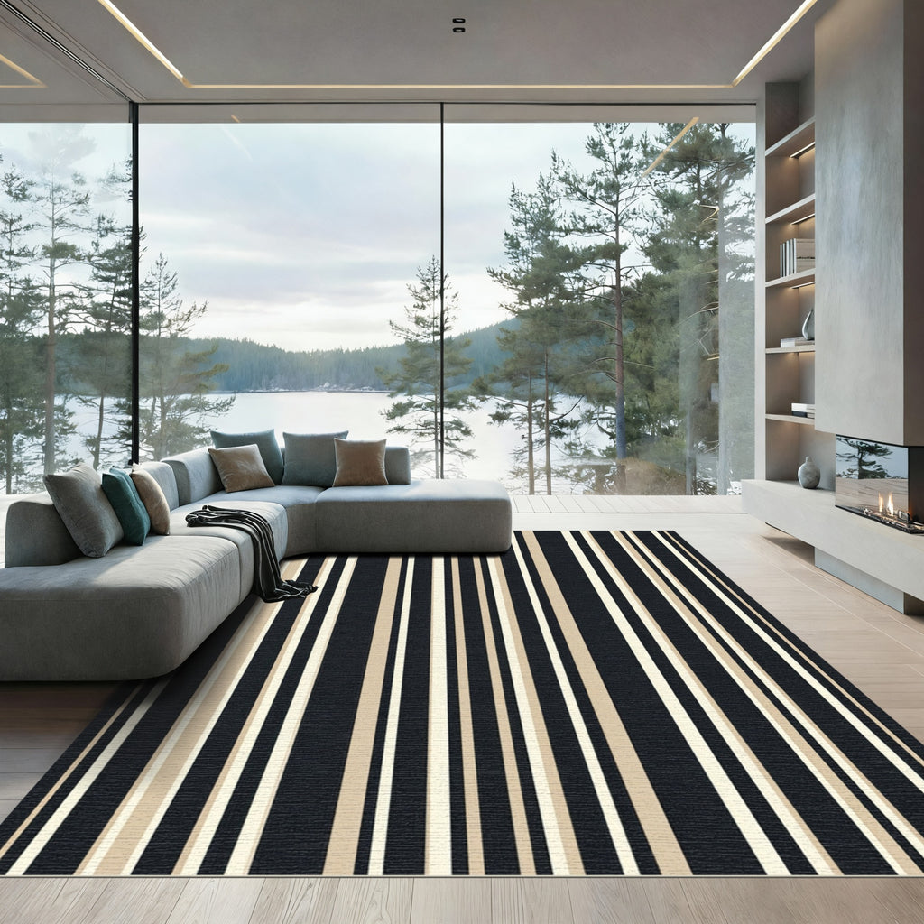Monochrome Vertical Stripe Arrangement Rug