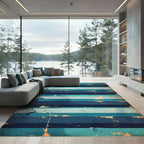 Coastal Blue Splattered Stripe Rug