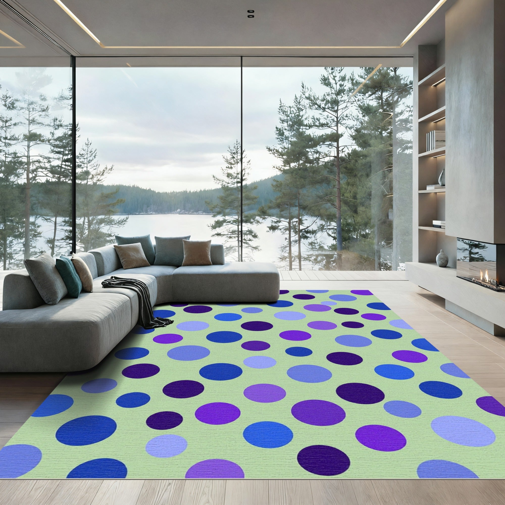 Purple Blue Dot Cluster Rug
