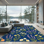 Lavender Yellow and White Floral Bouquet Rug