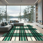 Deep Emerald Plaid Grid Rug