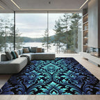 Shimmering Teal Acanthus Scroll Rug