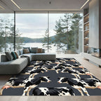 Graphic Black and White Cow Herd Rug
