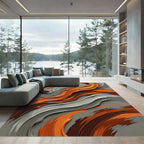 Bold Orange Brown Swirl Texture Rug