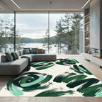 Emerald Forest Swirl Abstract Art Rug