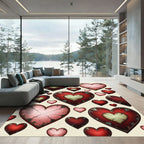 Distressed Crimson Cracked Heart Collage Rug