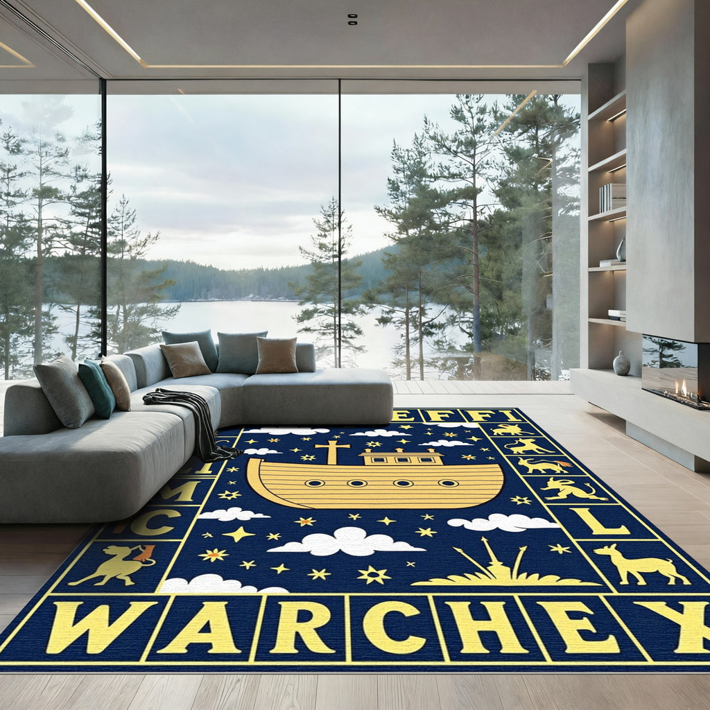 Golden Ship Noah's Ark Alphabet Scene Rug