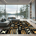 Rustic Gold and Cream Strokes Rug
