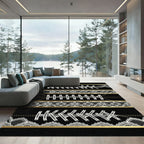 Black Lace and Gold Ribbon Aesthetic Rug