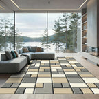 Geometric Block Neutral Tones Rug