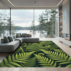 Lush Green Fern Tropical Foliage Rug