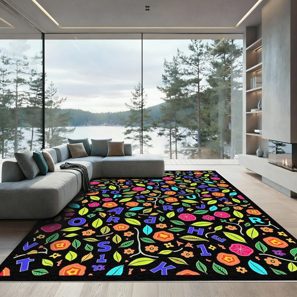 Alphabet Floral Bloom Composition Rug