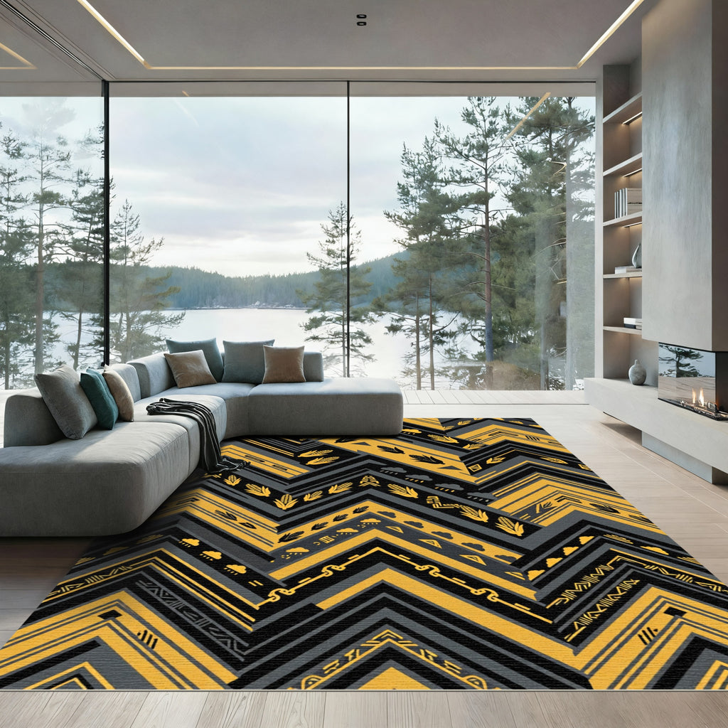 Yellow Corn and Cloud Zigzag Arrows Rug