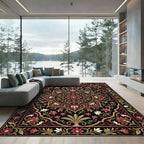 Intricate Crimson Gold Floral Medallion Rug