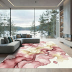Crimson Watercolor Swirl Abstract Rug