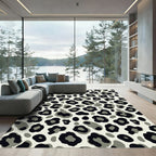 Black Gray Spotted Animal Print Rug