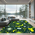Science Green Yellow Molecular Stars Rug
